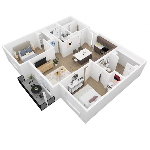 Floor plan for 2 beds, 2 baths, 976 sqft